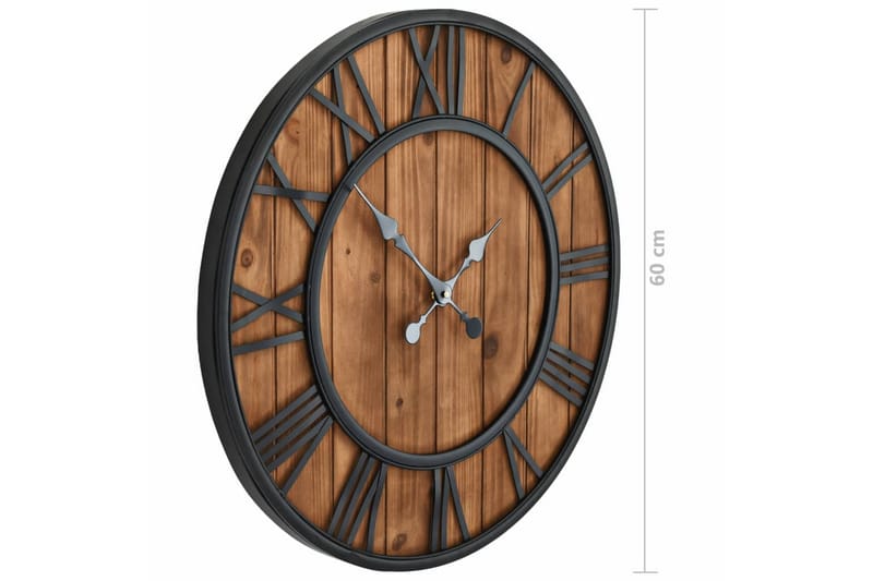 Väggklocka med Quartz-urverk trä och metall 60 cm XXL - Brun - Inredning & dekor - Dekor & inredningsdetaljer