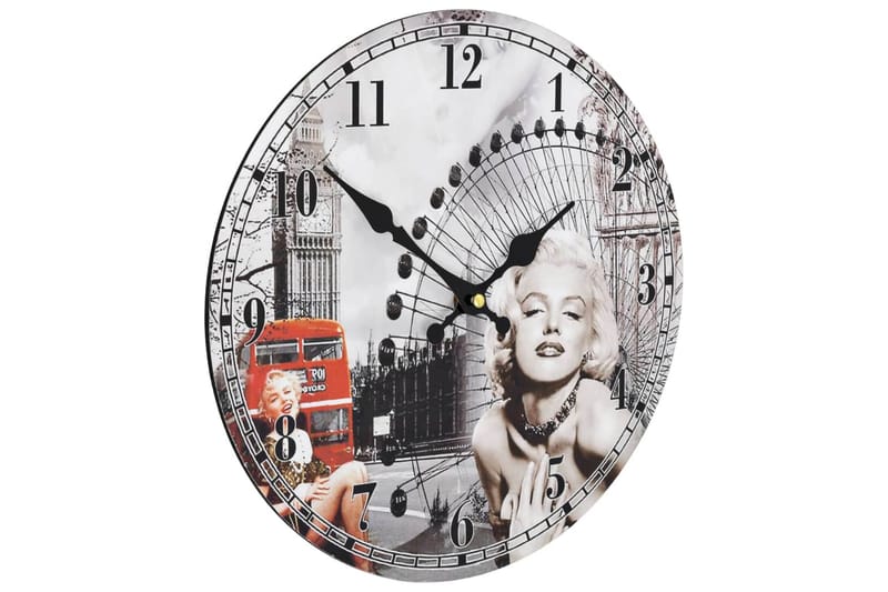 Väggklocka vintage Marilyn Monroe 30 cm - Flerfärgad - Inredning & dekor - Dekor & inredningsdetaljer