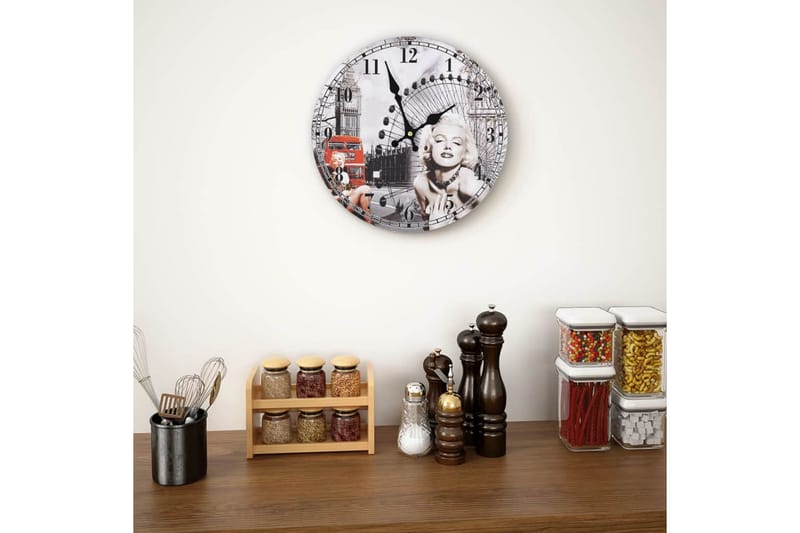 Väggklocka vintage Marilyn Monroe 30 cm - Flerfärgad - Inredning & dekor - Dekor & inredningsdetaljer