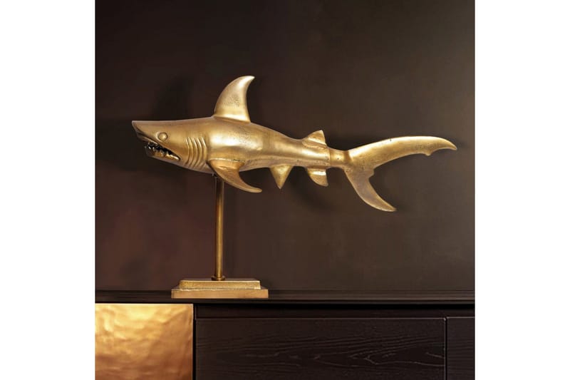 Dekorativ figur Wohnling Dekorhaj 70 cm aluminium, maritim stil Guld - Guld - Inredning & dekor - Dekor & inredningsdetaljer