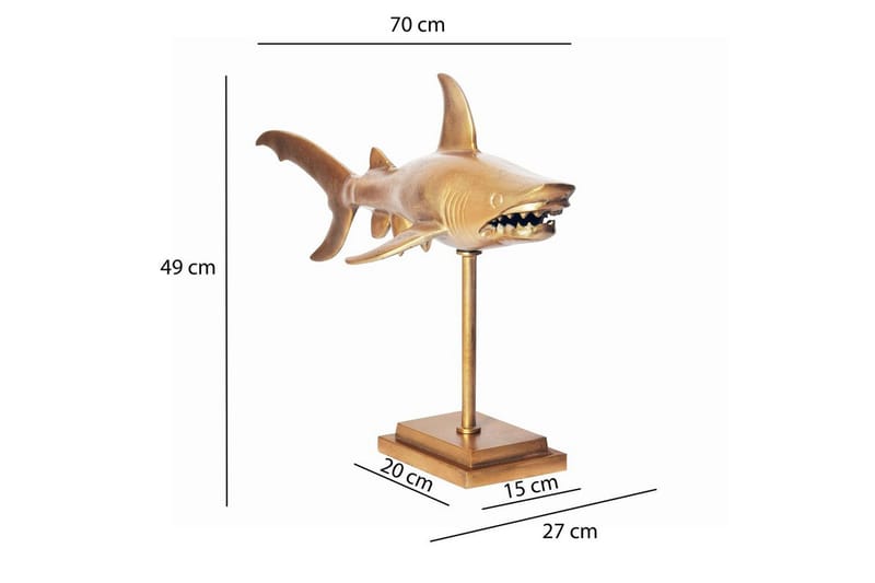 Dekorativ figur Wohnling Dekorhaj 70 cm aluminium, maritim stil Guld - Guld - Inredning & dekor - Dekor & inredningsdetaljer