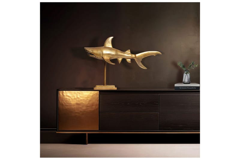 Dekorativ figur Wohnling Dekorhaj 70 cm aluminium, maritim stil Guld - Guld - Inredning & dekor - Dekor & inredningsdetaljer