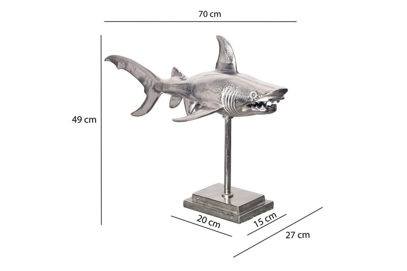Dekorativ figur Wohnling Dekorhaj 70 cm aluminium, maritim stil Silver - Silver - Inredning & dekor - Dekor & inredningsdetaljer
