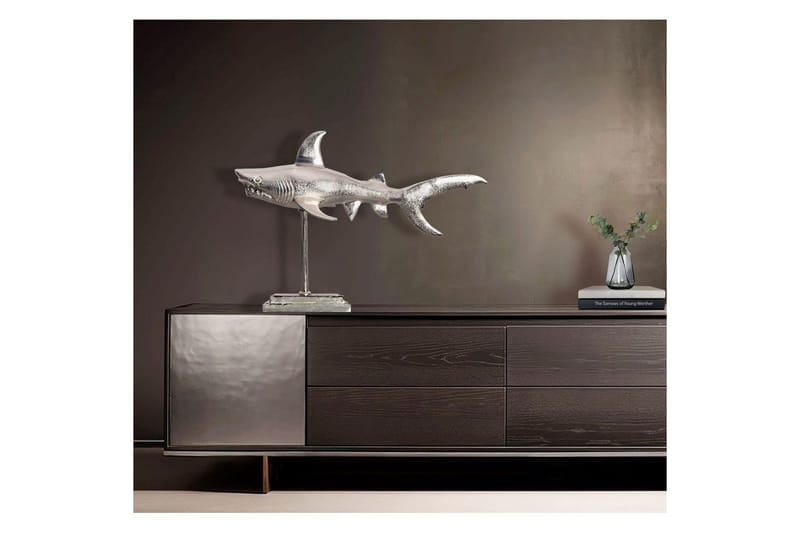 Dekorativ figur Wohnling Dekorhaj 70 cm aluminium, maritim stil Silver - Silver - Inredning & dekor - Dekor & inredningsdetaljer