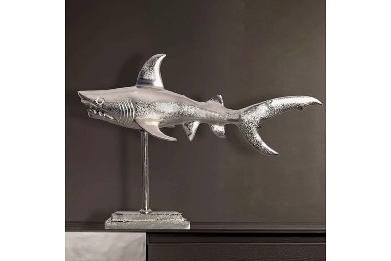 Dekorativ figur Wohnling Dekorhaj 70 cm aluminium, maritim stil Silver - Silver - Inredning & dekor - Dekor & inredningsdetaljer