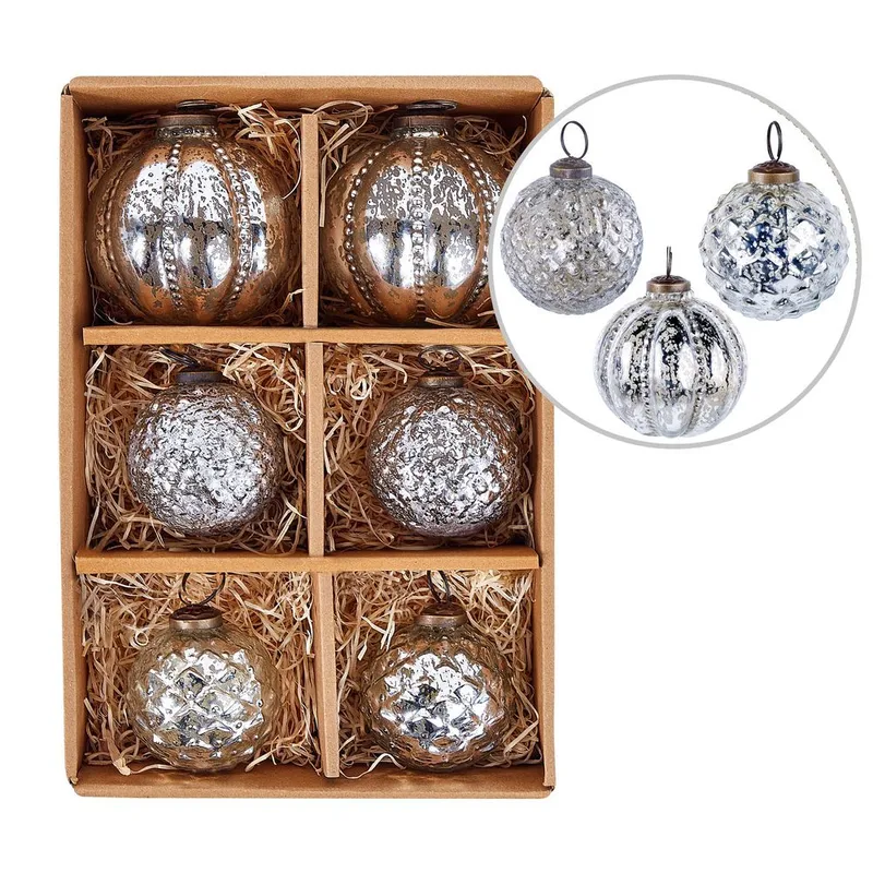 Julgranskula Argentin Set med 6, Silver