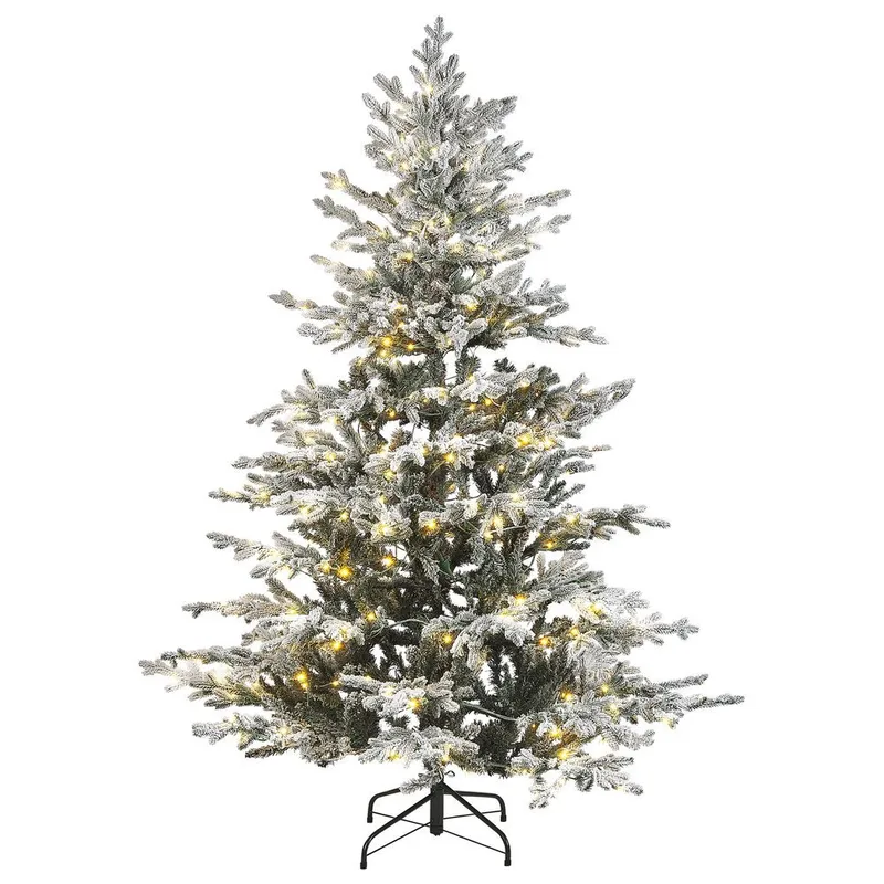 Brisco Snöig Plastgran 180 cm med Belysning, Vit|Grön