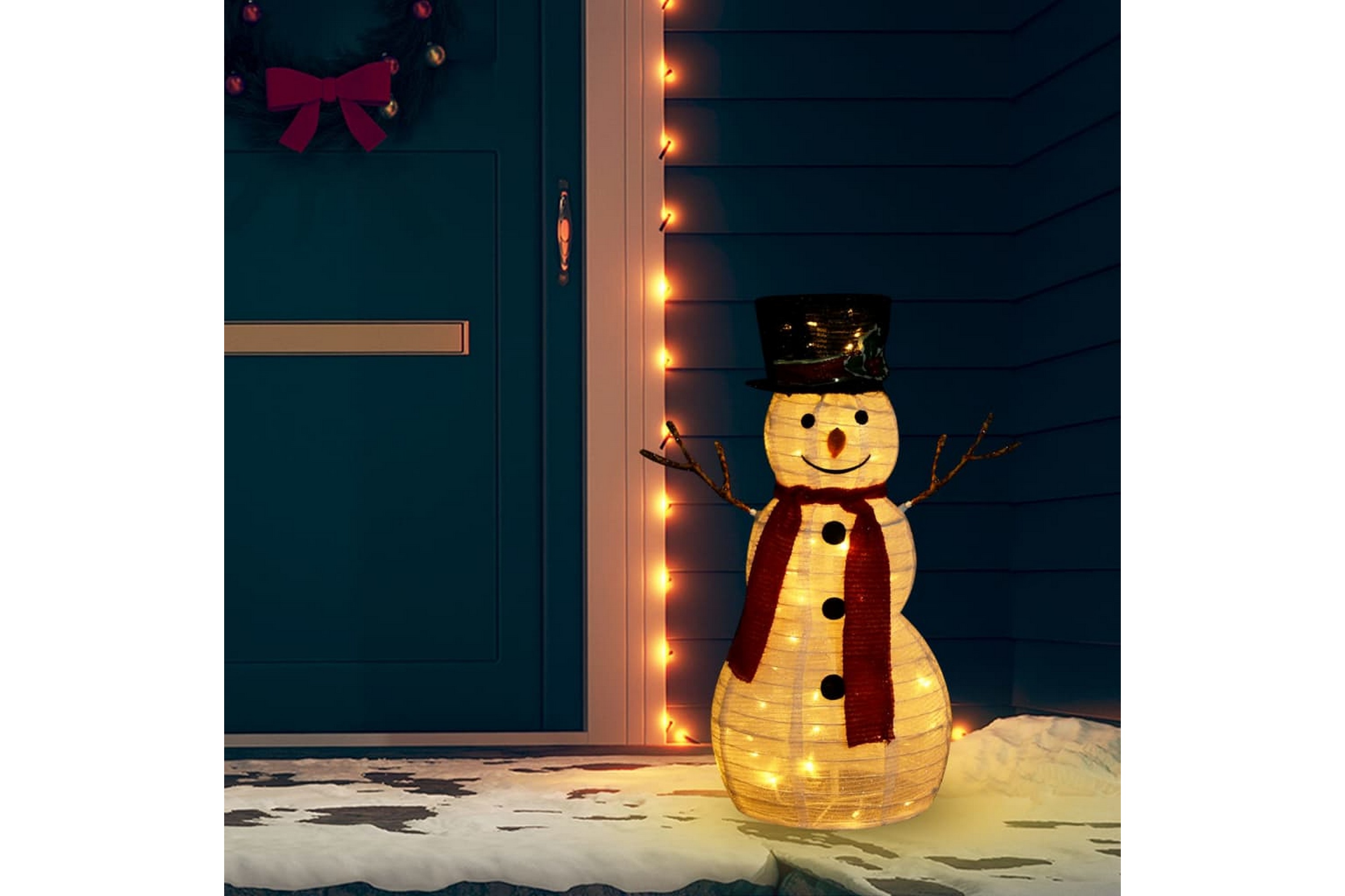 Dekorativ snögubbe med LED lyxigt tyg 60 cm – Vit