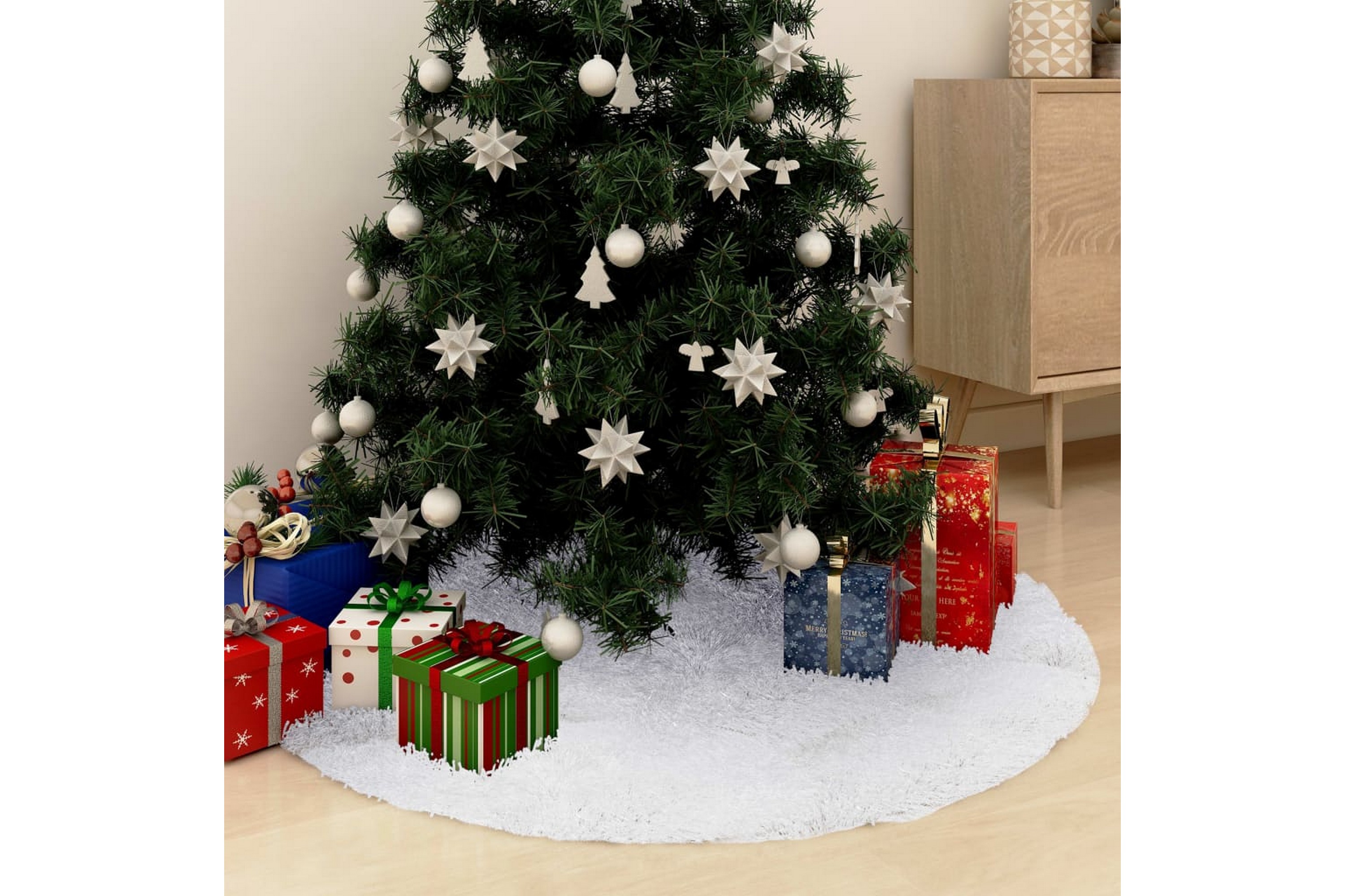 Be Basic Julgranskrage vit 122 cm fuskpäls – Vit
