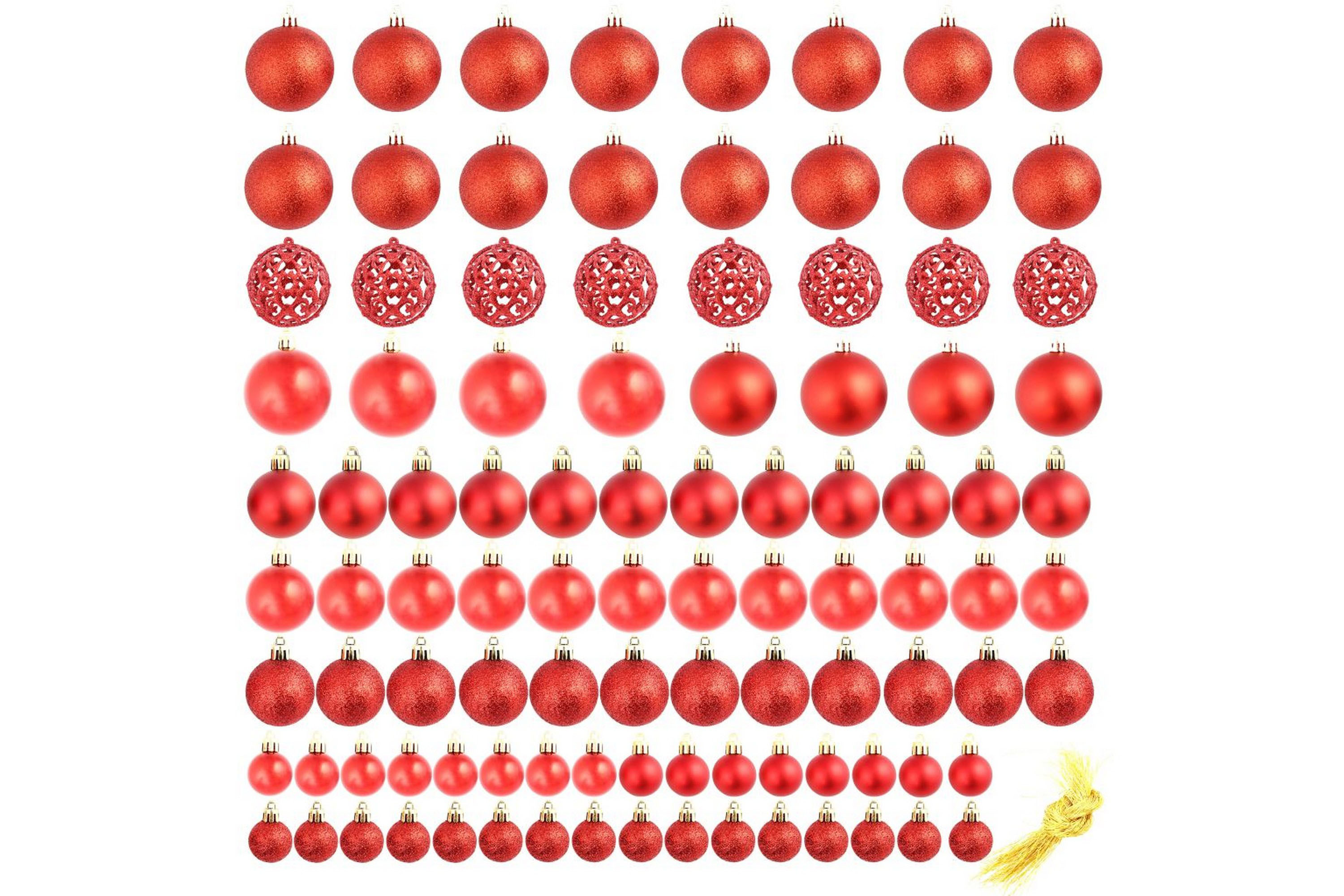 Julgranskulor 100 delar set 3/4/6 cm röd – Röd