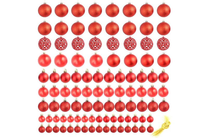 Julgranskulor 100 delar set 3/4/6 cm röd - Röd - Julgranspynt