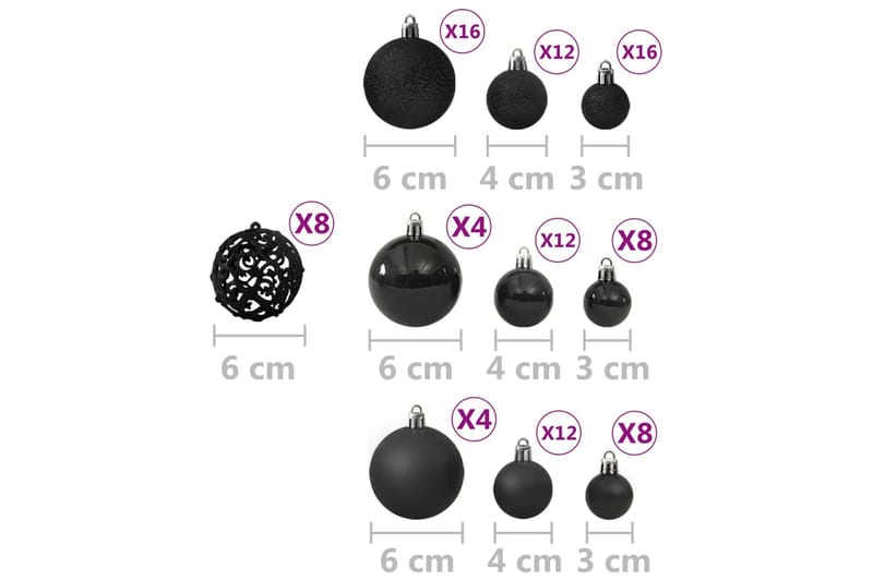 Julgranskulor 100 delar svart - Svart - Inredning & dekor - Julpynt & helgdekoration - Julpynt & juldekoration - Julgranspynt