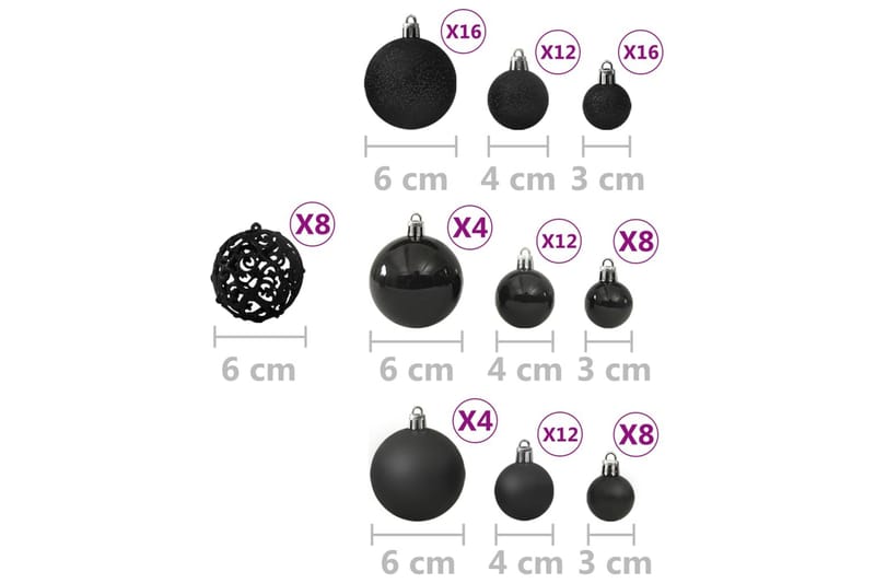Julgranskulor 100 delar svart - Svart - Julgranspynt
