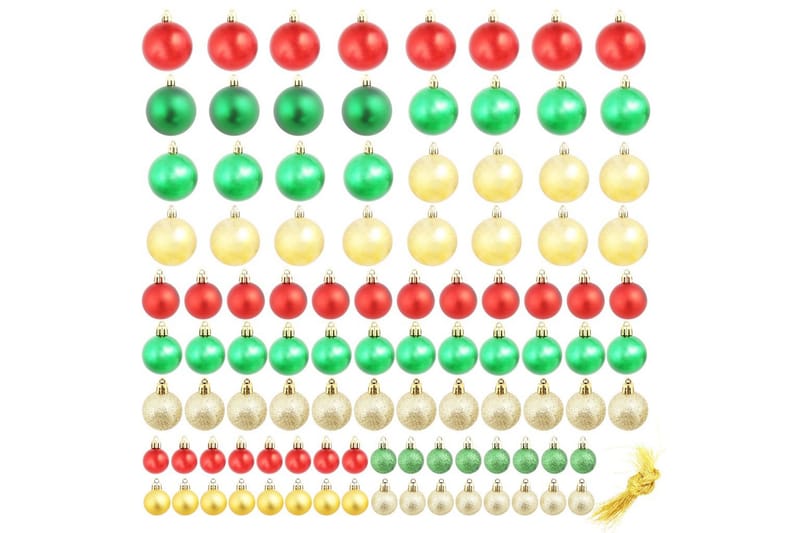 Julgranskulor 100 st röd/guld/grön - Flerfärgad - Inredning & dekor - Julpynt & helgdekoration - Julpynt & juldekoration - Julgranspynt