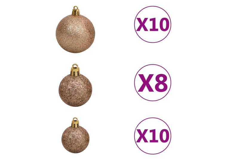 Julgranskulor 120 st med spira och 300 LED roséguld - Inredning & dekor - Julpynt & helgdekoration - Julpynt & juldekoration - Julgranspynt