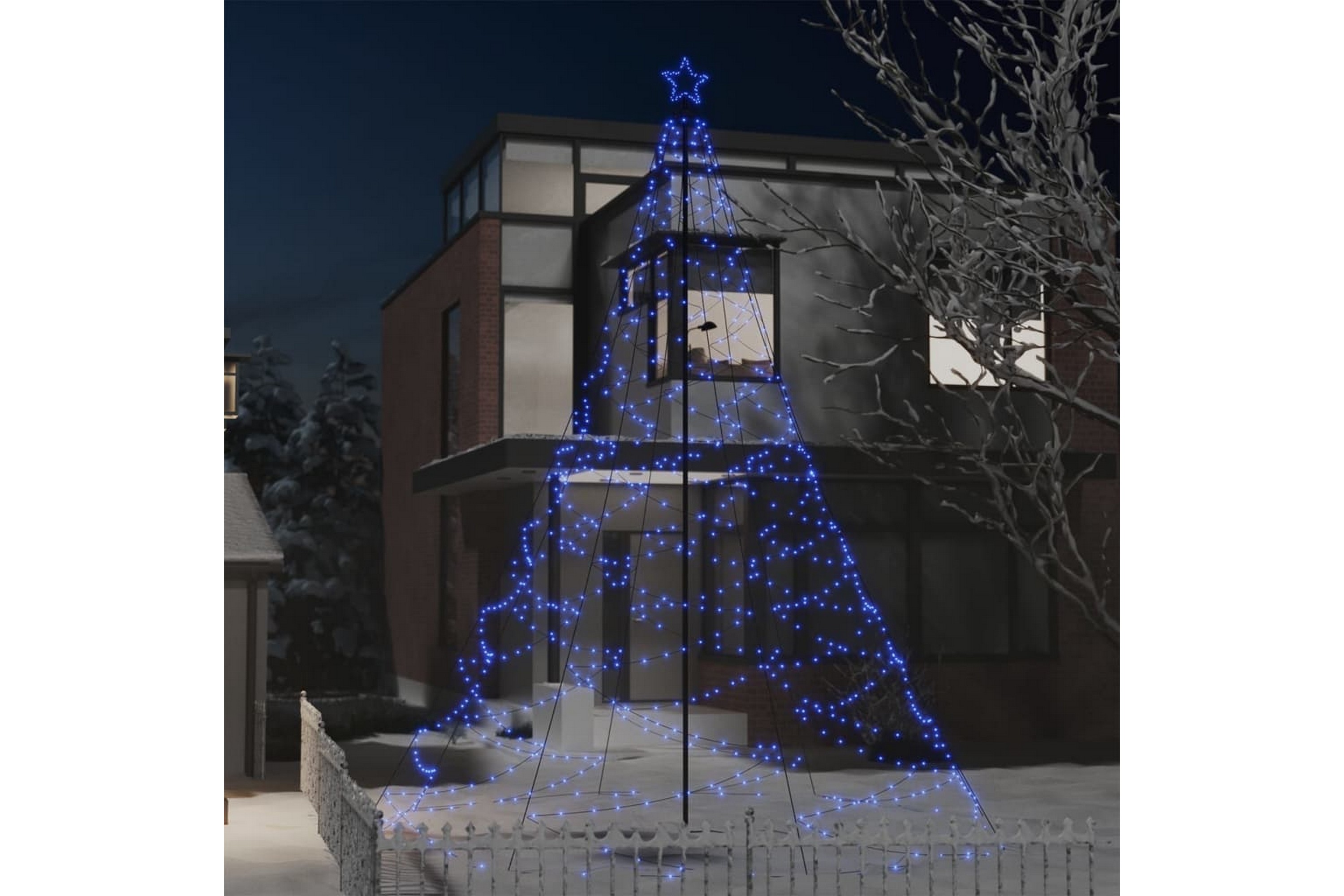 Julgran med metallstång 1400 LED blå 5 m – Blå