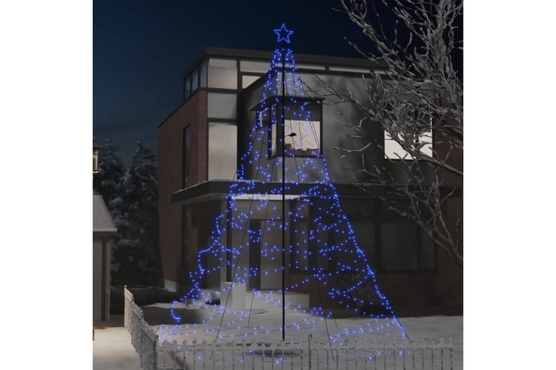 Julgran med metallstång 1400 LED blå 5 m - Blå - Plastgran