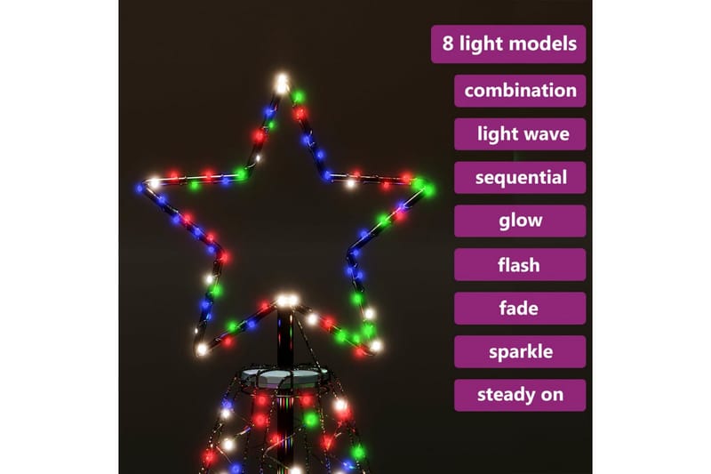 Julgran med metallstång 1400 LED flerfärgad 5 m - Flerfärgad - Plastgran