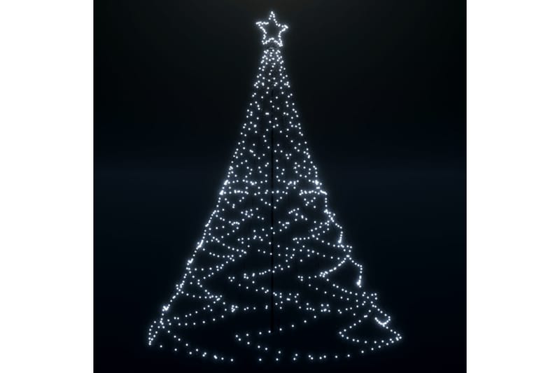 Julgran med metallstång 1400 LED kallvit 5 m - Vit - Plastgran