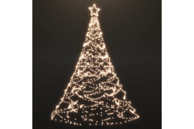 Julgran med metallstång 1400 LED varm vit 5 m - Vit - Plastgran