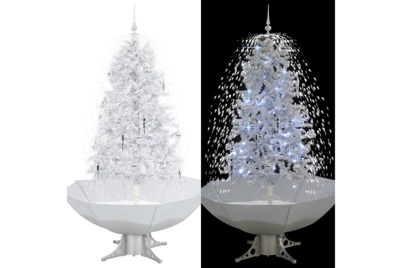 Julgran med snö och paraplybas vit 170 cm - Vit - Inredning & dekor - Julpynt & helgdekoration - Julpynt & juldekoration - Plastgran
