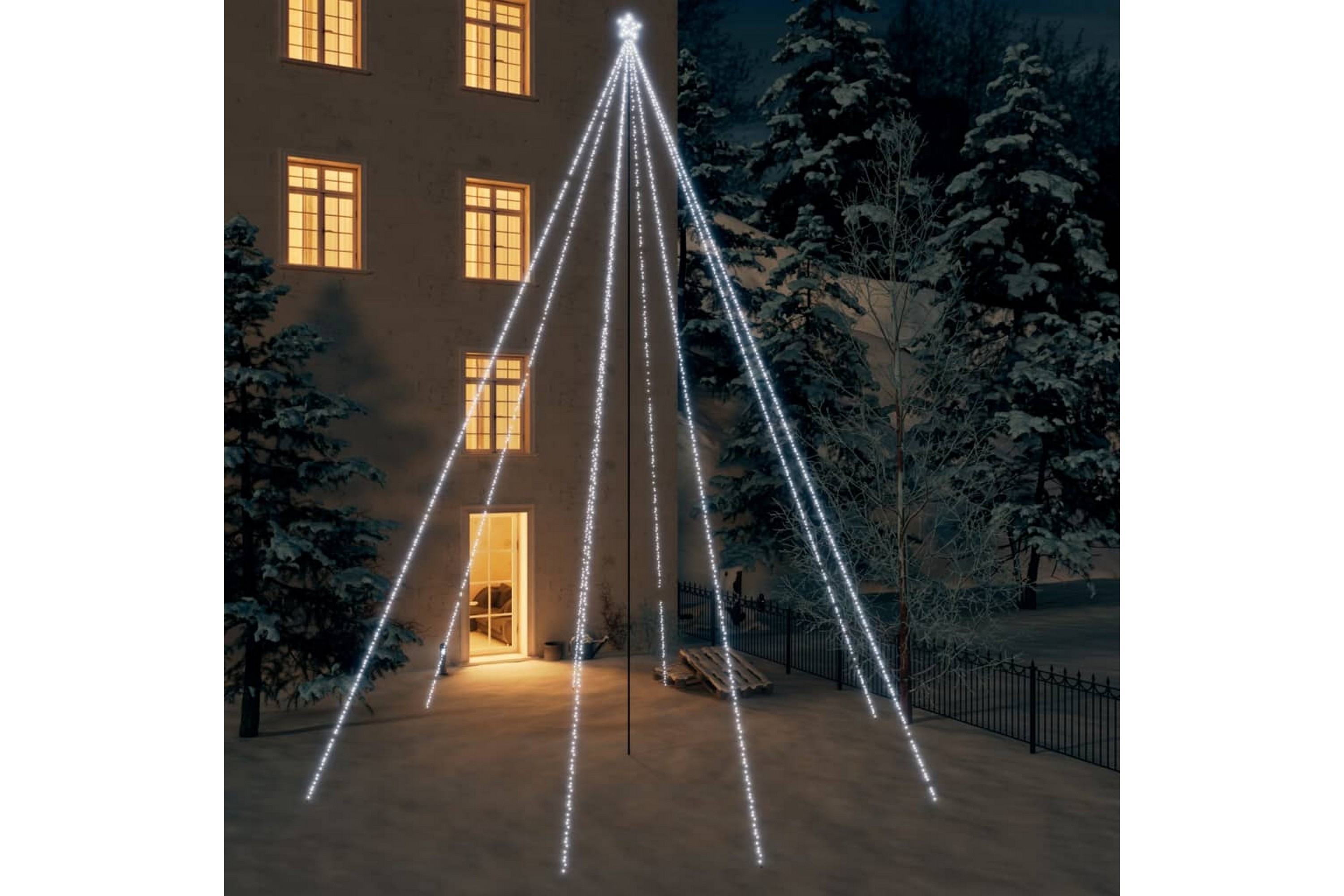 Julgransbelysning inomhus/utomhus 1300 LEDs kallvit 8 m – Vit