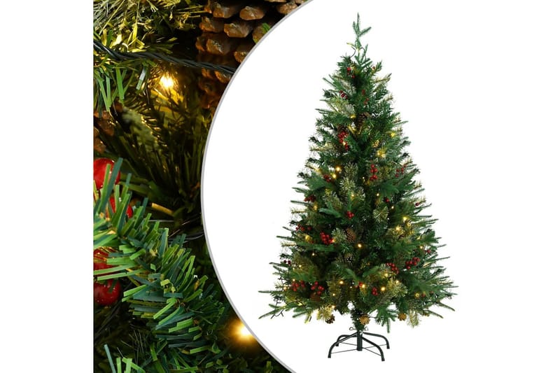 Plastgran med ljusslinga och kottar grön 150 cm PVC&PE - Inredning & dekor - Julpynt & helgdekoration - Julpynt & juldekoration - Plastgran