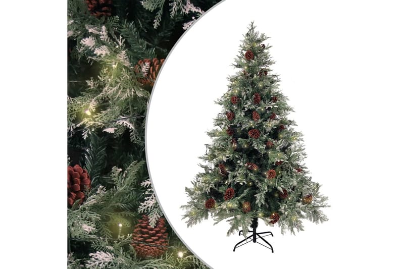 Plastgran med ljusslinga och kottar grön och vit 150 cm PVC& - Inredning & dekor - Julpynt & helgdekoration - Julpynt & juldekoration - Plastgran