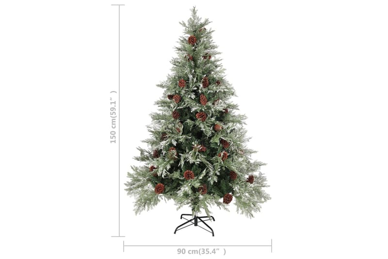 Plastgran med ljusslinga och kottar grön och vit 150 cm PVC& - Inredning & dekor - Julpynt & helgdekoration - Julpynt & juldekoration - Plastgran