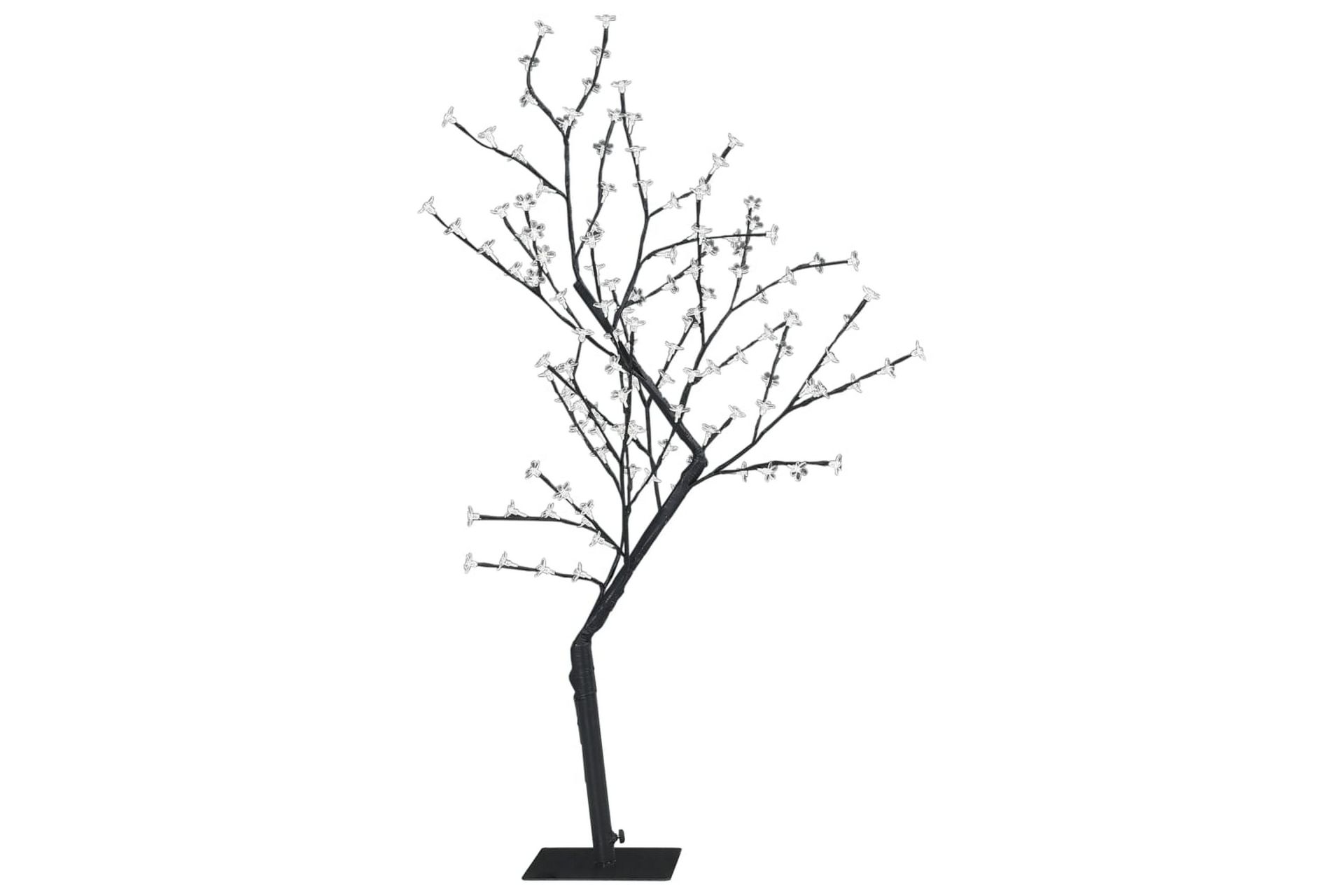 Plastgran 128 LEDs körsbärsblommor varmvitt ljus 120 cm - Svart