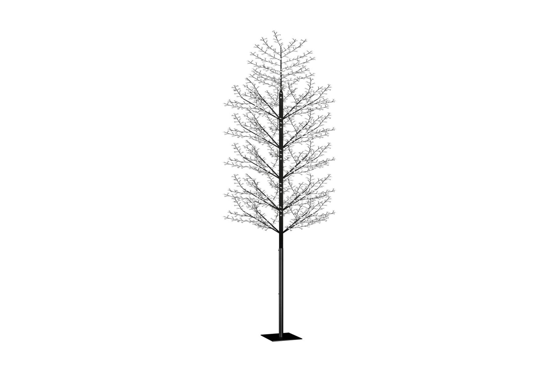 Plastgran 2000 LED körsbärsblommor blåvitt ljus 500 cm - Svart