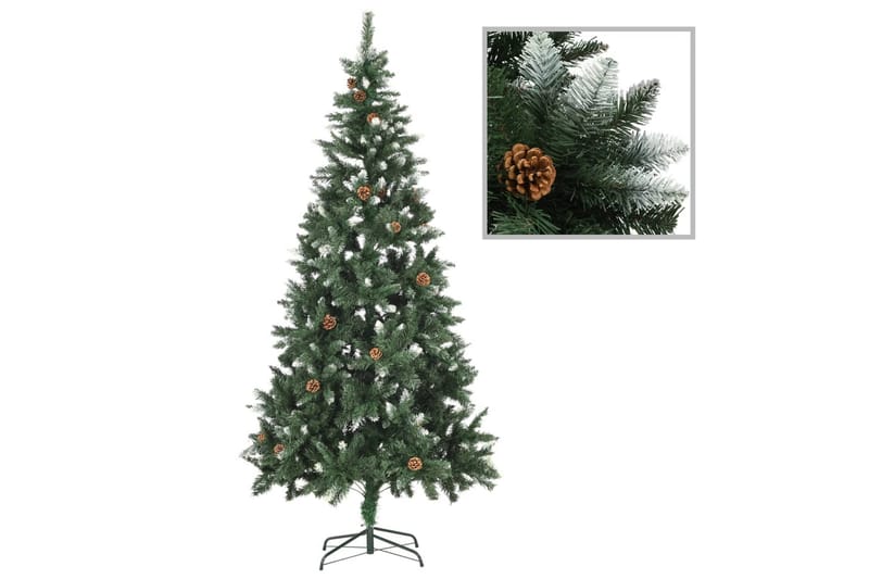 Plastgran med kottar och vitt glitter 210 cm - Grön - Inredning & dekor - Julpynt & helgdekoration - Julpynt & juldekoration - Plastgran