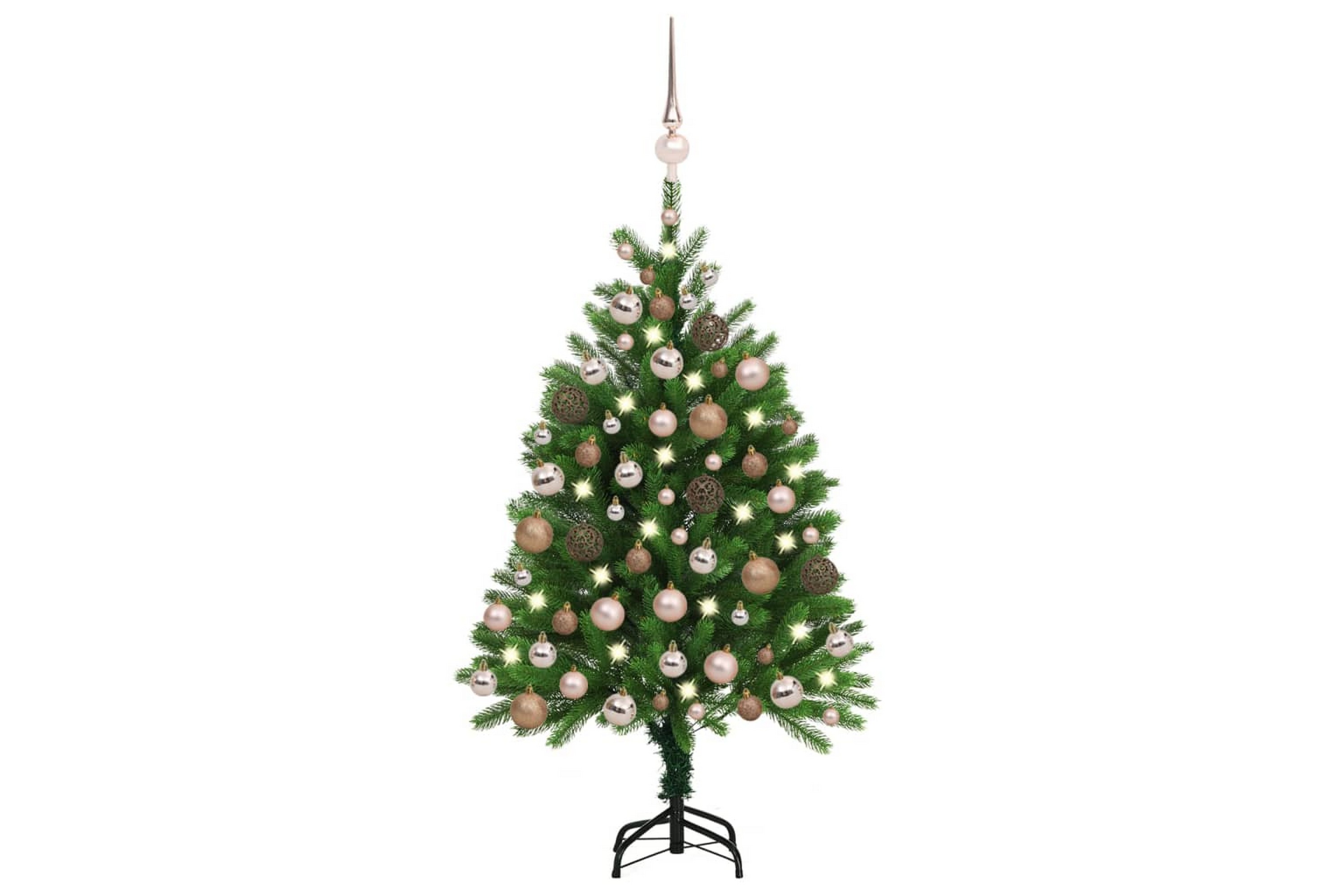 Plastgran med LED och julgranskulor 120 cm grön –
