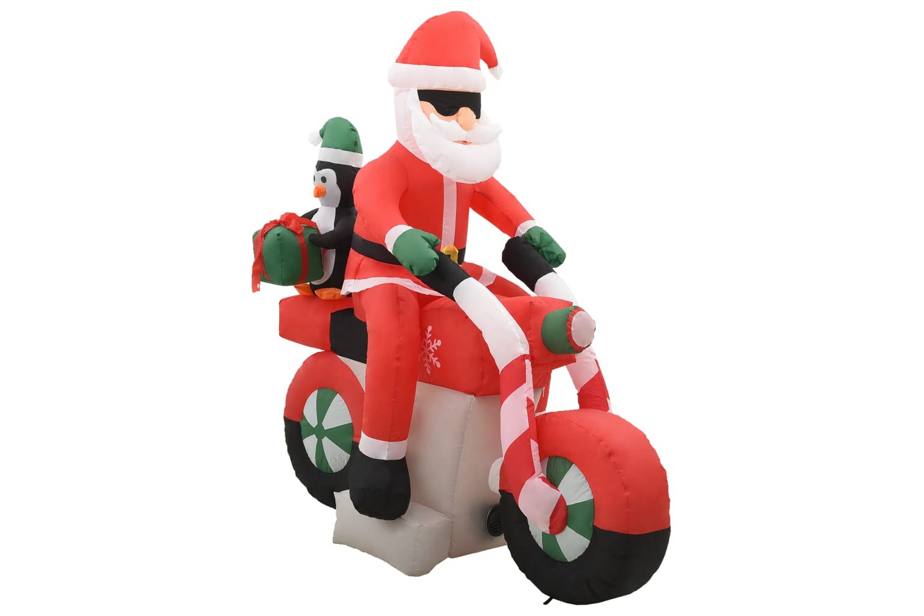 Uppblåsbar jultomte på motorcykel LED IP44 160 cm – Flerfärgad
