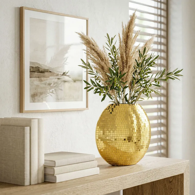 Herva Bordsvas i metall med mosaik - Guld - Inredning & dekor - Dekor & inredningsdetaljer
