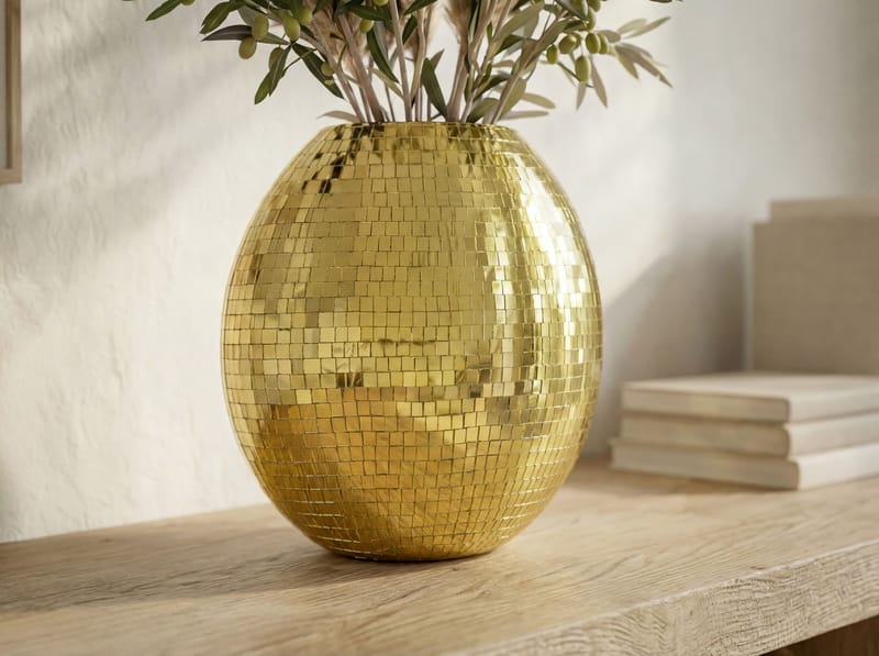 Herva Bordsvas i metall med mosaik - Guld - Inredning & dekor - Dekor & inredningsdetaljer
