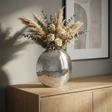 Herva Bordsvas i metall med mosaik - Silver - Inredning & dekor - Dekor & inredningsdetaljer