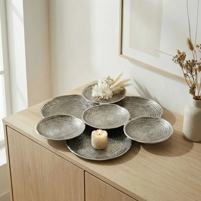 Jelnor Rund dekorationsskål i aluminium - Silver - Inredning & dekor - Dekor & inredningsdetaljer