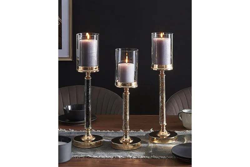 Ljusstake Abbeville Guld, 13x13x41 cm - Guld, 13x13x41 cm - Inredning & dekor - Ljus & dofter - Ljusstake & kandelaber - Kandelaber bord