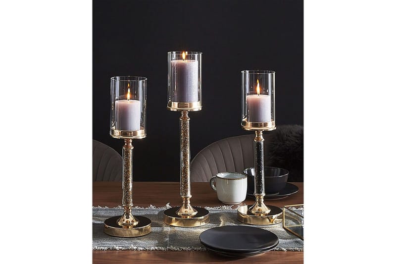Ljusstake Abbeville Svart/guld, 13x13x41 cm - Svart/guld, 13x13x41 cm - Inredning & dekor - Ljus & dofter - Ljusstake & kandelaber - Kandelaber bord