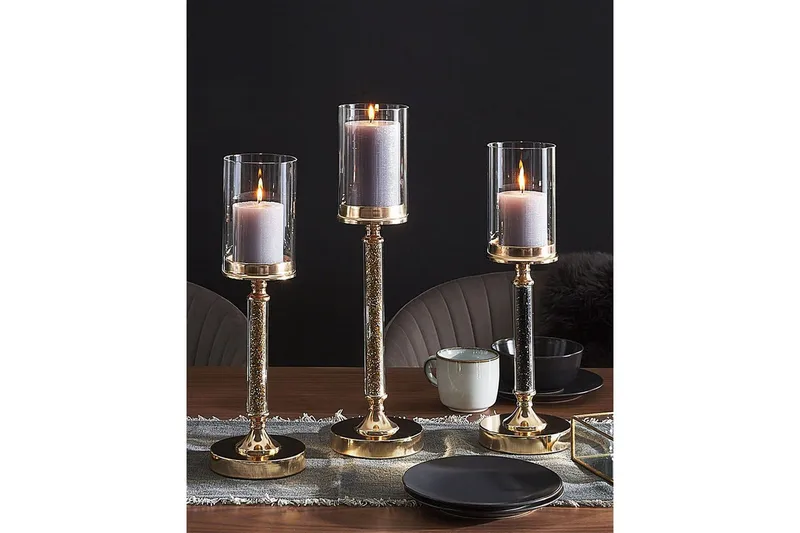 Ljusstake Abbeville Svart/guld, 13x13x41 cm - Svart/guld, 13x13x41 cm - Inredning & dekor - Ljus & dofter - Ljusstake & kandelaber - Kandelaber bord