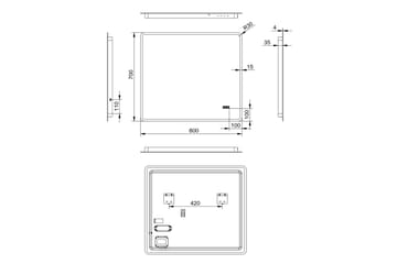 Aspsele Badrumsspegel 80x70 cm LED-belysning - Inredning & dekor - Speglar - Badrumsspegel