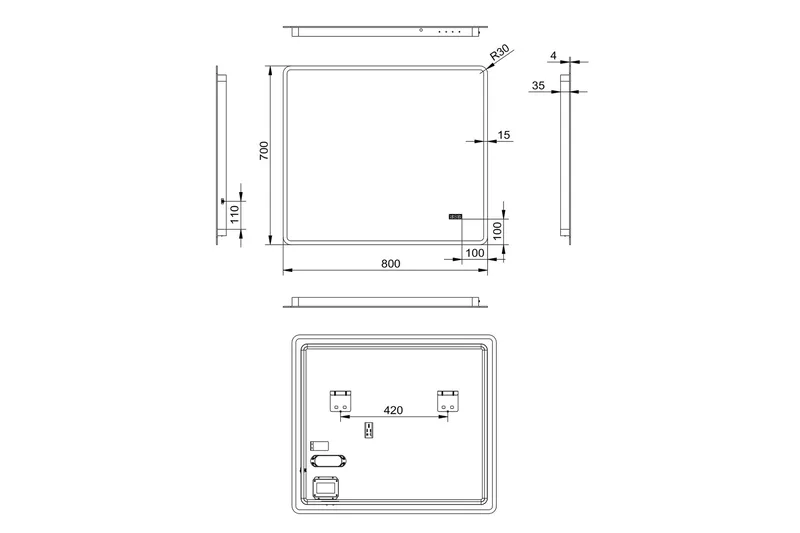 Aspsele Badrumsspegel 80x70 cm LED-belysning - Inredning & dekor - Speglar - Badrumsspegel