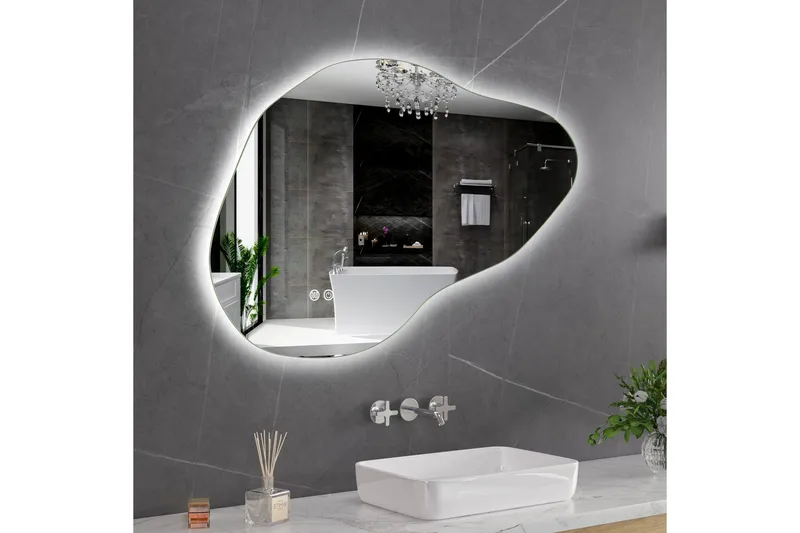 Badrumsspegel 100x65 cm med LED-belysning och anti-fog - Inredning & dekor - Speglar - Väggspegel