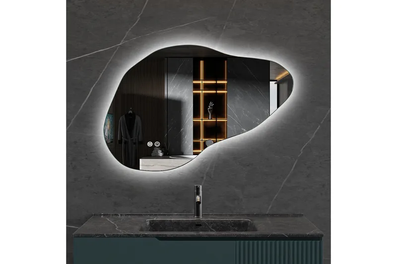 Badrumsspegel 100x65 cm med LED-belysning och anti-fog - Inredning & dekor - Speglar - Väggspegel