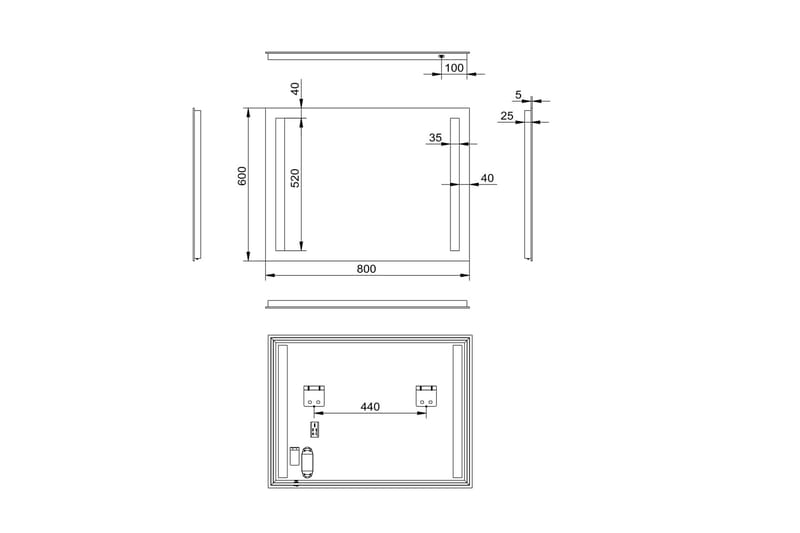 Allejaure Badrumsspegel 80x60 cm LED-belysning - Inredning & dekor - Speglar - Badrumsspegel