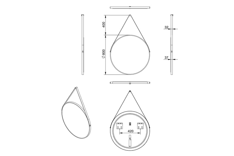 Allejaure Spegel 80 cm Rund - Svart - Inredning & dekor - Speglar - Badrumsspegel