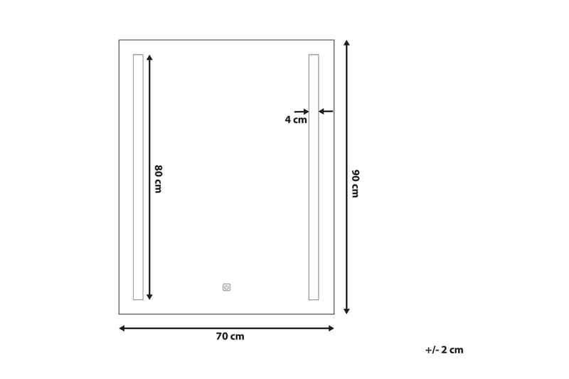 ARELIZ Spegel LED 70x90 cm Silver - Badrumsspegel - Badrumsspegel med belysning