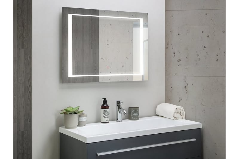 AYDREE Spegel LED 60x80 cm Silver - Badrumsspegel - Badrumsspegel med belysning