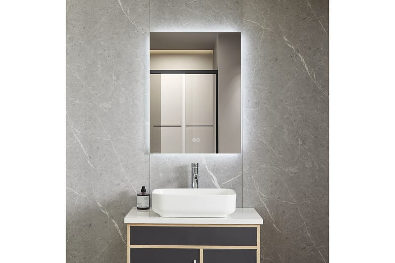 Badrumsspegel 60x80cm med LED-belysning och anti-fog